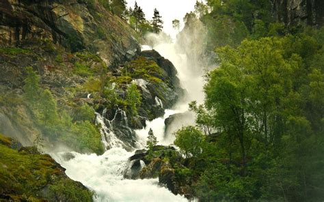Online Crop Cascading Waterfalls Nature Landscape Waterfall Trees