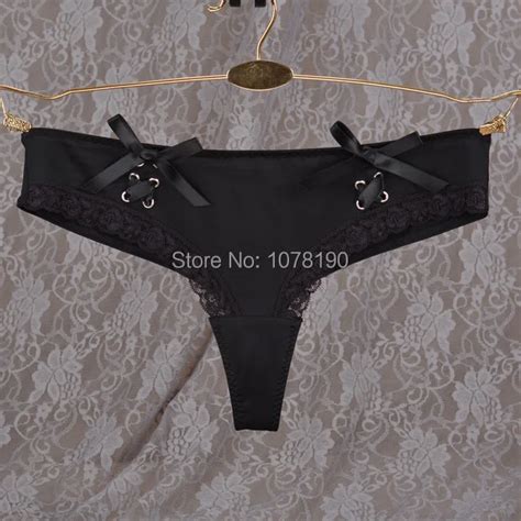 new design black leggings silky bow temptations low waist sexy fashion thong t pants brief