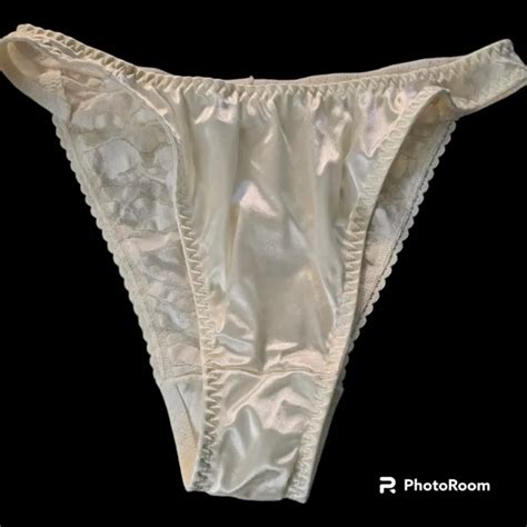 Vtg Maidenform Glossy Panties Second Skin Satin Ultra High Cut Lace