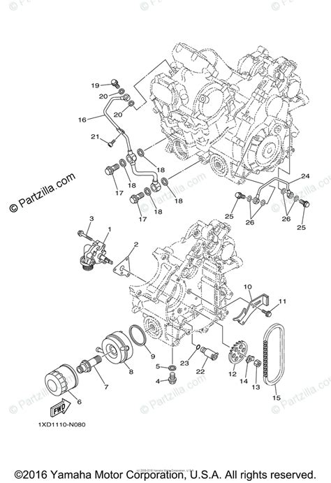 Oil filter for inlet of scavenge pump, sub micron: Yamaha Side by Side 2014 OEM Parts Diagram for Oil Pump ...