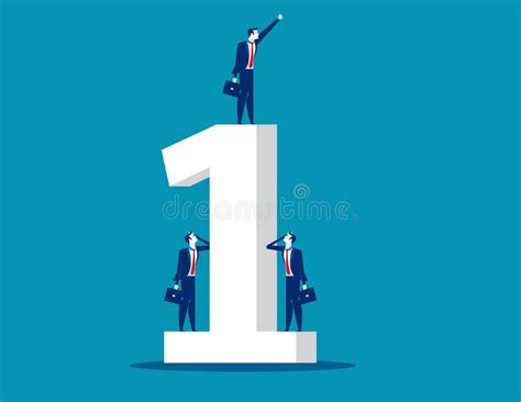 Businessman Standing The Number One Concept Business Vector Stock