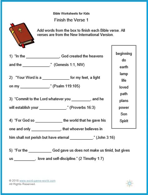 Bible Printable Worksheets
