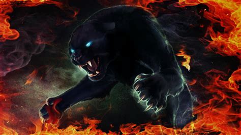 Black Panther In Fire 1600x900 Download Hd Wallpaper Wallpapertip