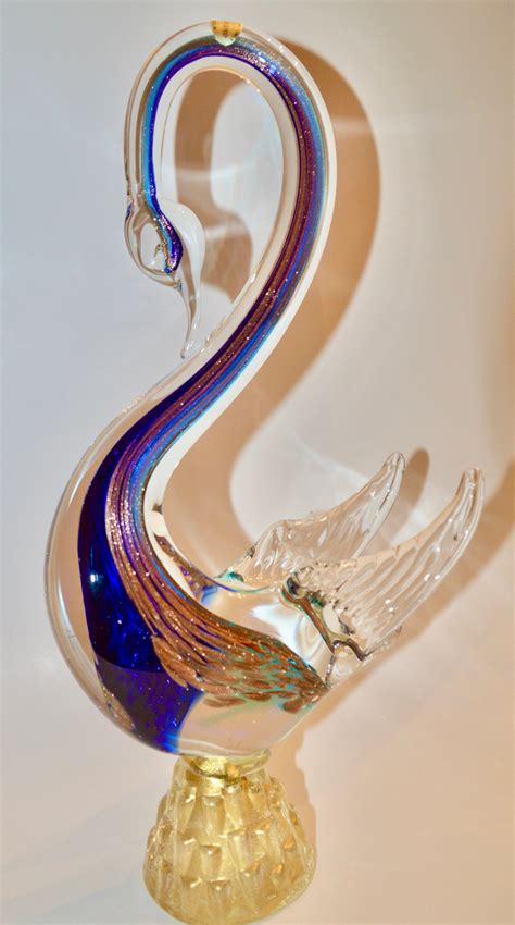 Vintage Murano Glass Swan Blue Rare Etsy