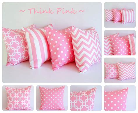 Pink Pillow Cover 18 X 18 One Cushion Cover Baby Pink And White Throw