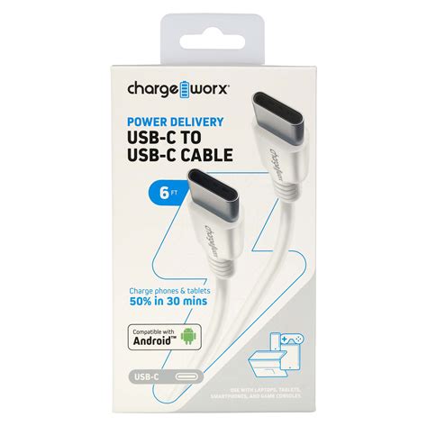 Chargeworx White Fast Charge Usb C Cable Shop Connection Cables At H E B