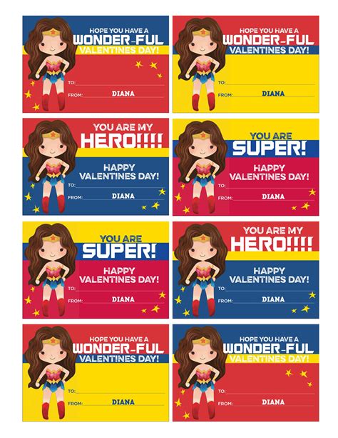 Wonder Woman Valentines Wonder Woman Valentine Cards Cute Wonder