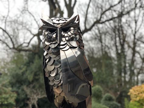 Stainless Steel Owl Sculpture Garden Sculpture Owl Etsy