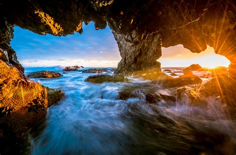 Malibu Sea Cave Sunset El Matador Beach Nikon D8 By Elliot Mcgucken