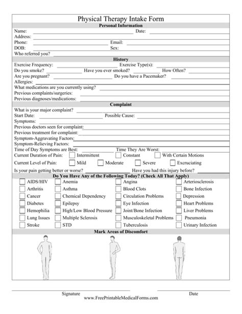 Physical Therapy Intake Form Download Printable Pdf Templateroller