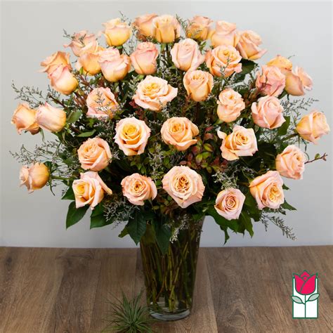 Non Valentines Beretanias 3 Doz Extra Long Stem Peach Rose Bouquet