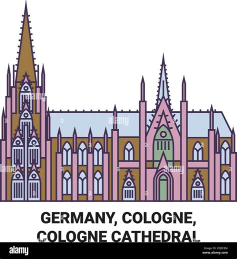 Germany Cologne Cologne Cathedral Travel Landmark Vector Illustration