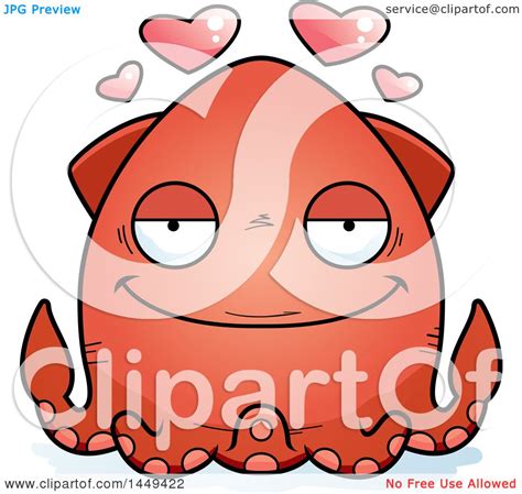 Clipart Graphic Of A Cartoon Loving Squid Character Mascot Royalty