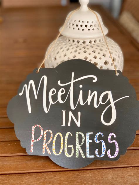 Meeting in Progress sign Hand painted Working from home sign. Meeting ...
