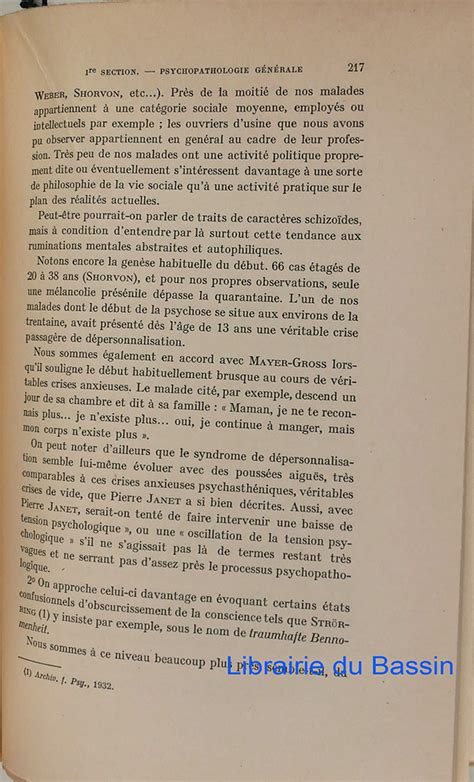 Premier Congrès Mondial de Psychiatrie Paris 1950 I Psychopathologie