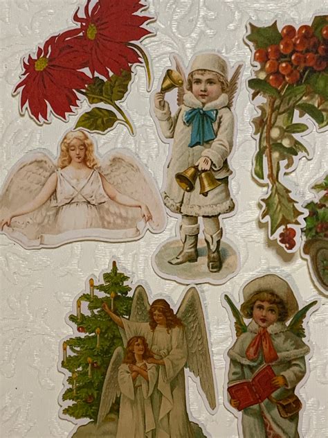 Vintage Christmas Die Cut Stickers Set Two Etsy Australia