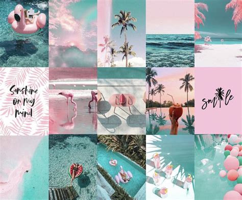 Find over 100+ of the best free teal aesthetic images. Wall Collage Kit Aesthetic Beach / 60pcs Digital Photo | Etsy