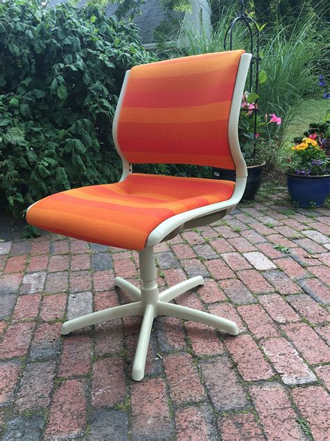 Related:vintage office chair vintage steelcase office chair tanker chair vintage. Vintage Steelcase Office Chair, Orange Striped Fabric ...