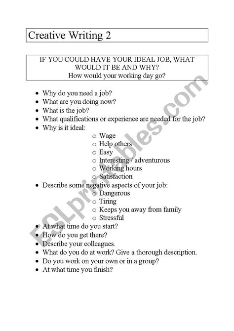 Creative Writing Esl Worksheet By Focus8