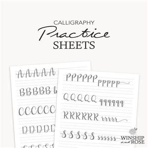 Calligraphy Practice Sheets Ipad Stationery Templates Creative Market