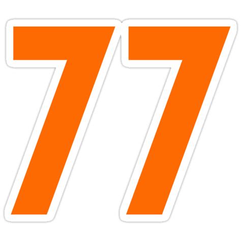 Orange Number 77 Stickers By Wordpower900 Redbubble