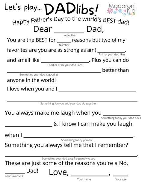Get Your Free Fathers Day Printable Lets Play Dadlibs Macaroni