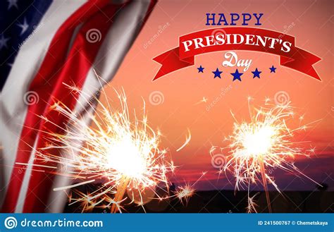 Happy President S Day Federal Holiday Burning Sparkler And American