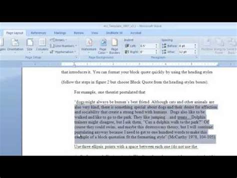 Apa style on block quotations in apa style. Thesis and Dissertation Formatting Tutorial: Block Quotes - YouTube