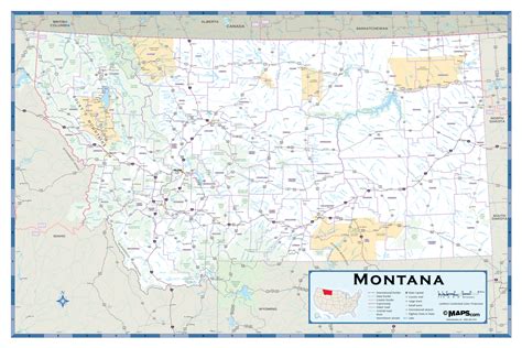 Large Detailed Roads And Highways Map Of Montana State With National Images