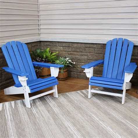 Sunnydaze All Weather 2 Color Outdoor Adirondack Chair With Drink