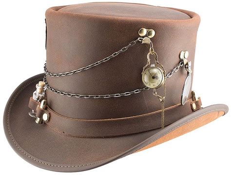 Steampunk Hatter Trinket Top Hat Steampunk Hatter Leather Top Hat
