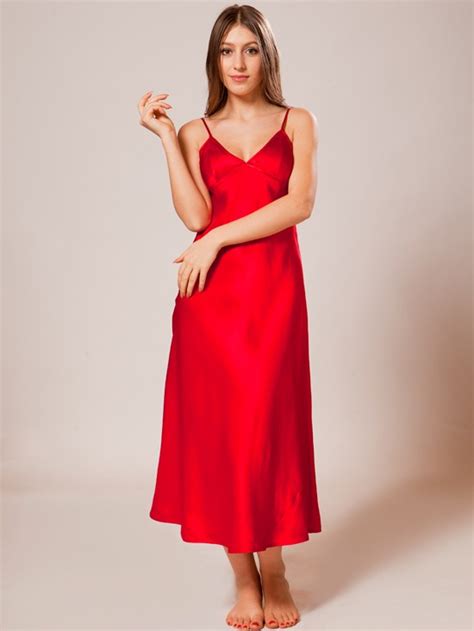 Red Silk Nightgown Greek Inspired Dress Cozy Dressing Gown Gowns Dresses
