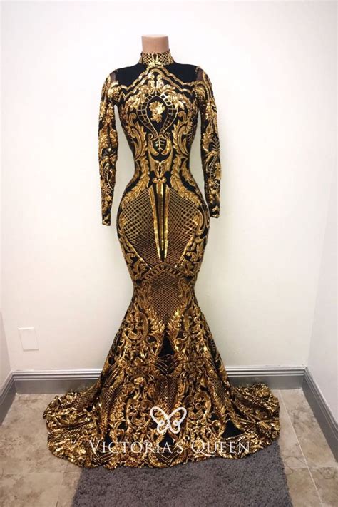 #thedress colour has sparked fierce debate with people seeing it either as black and blue or in gold and white. Gold Sequin with Black Lining Long Sleeve Prom Dress - VQ