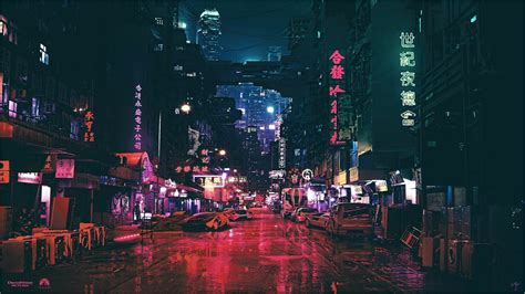 White and red sedan, kowloon, hong kong, china, vaporwave, neon lights. Anime Background Wallpaper 4k Lofi in 2020 | City ...
