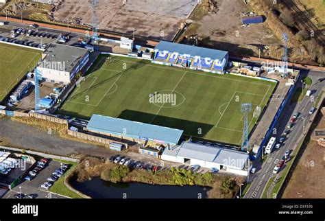 Aerial View Of Barrow Fc Ground In Barrow In Furness Cumbria Stock