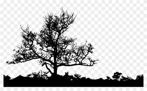 Graphic Free Clipart Leafless Tree Silhouette Big Image - Landscape Silhouette Black And White ...