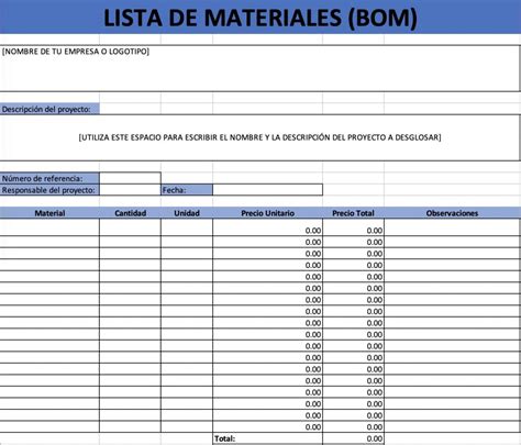 Lista De Materiales Ejemplos Formatos 2023
