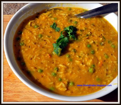 Masoor Dal Khichuri Dal With Rice And Peas Red Lentil Indian Veg