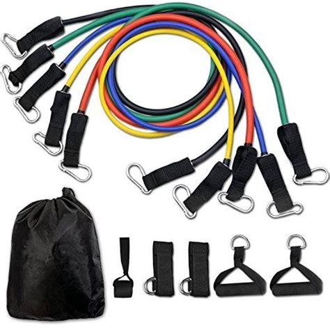 Resistance Bands Set With Exercise Bands With Door Anchor Handles Waterproof Carry Bag Level