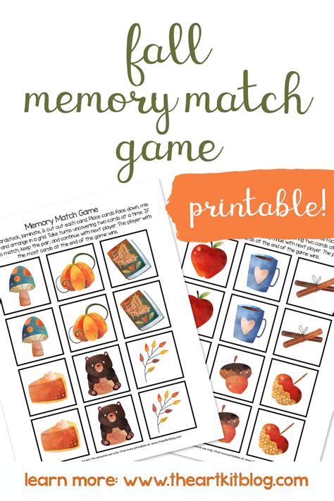 Cute Freebie Fall Memory Match Game Printable The Art Kit