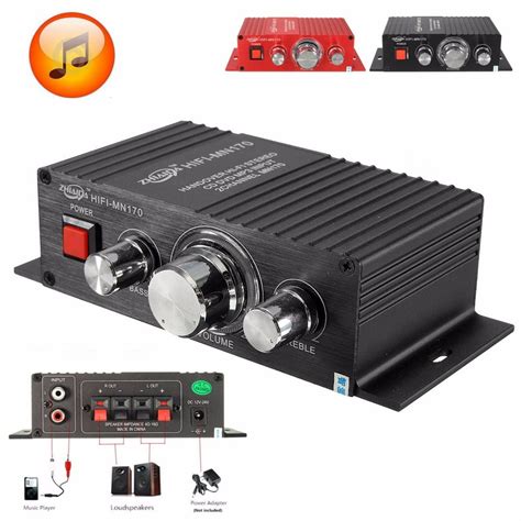 Mini Hifi Stereo Audio Power Amplifier Bass Booster Mp3 For Car Hi Fi