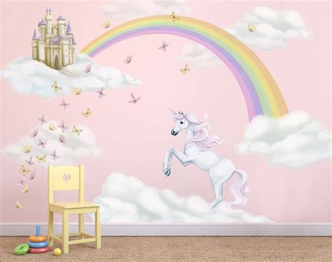Kids' murals to get your creative juices flowing. Unicorn Rainbow Wall Decal | Wall Stickers | Inspiremurals.com
