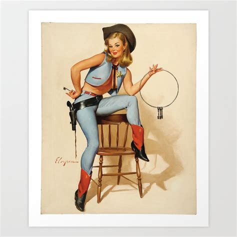 Cowgirl Pin Up Girl Art Print By Tilenhrovatic Society