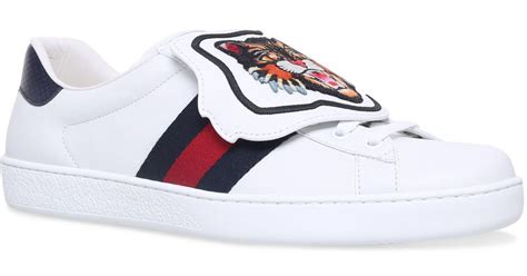 Gucci New Ace Tiger Patch Sneakers In White For Men Lyst