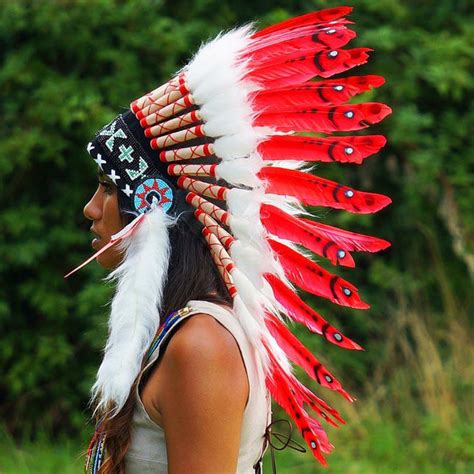 Red Indian Chief Headdress 65cm Indian Headdress Novum Crafts