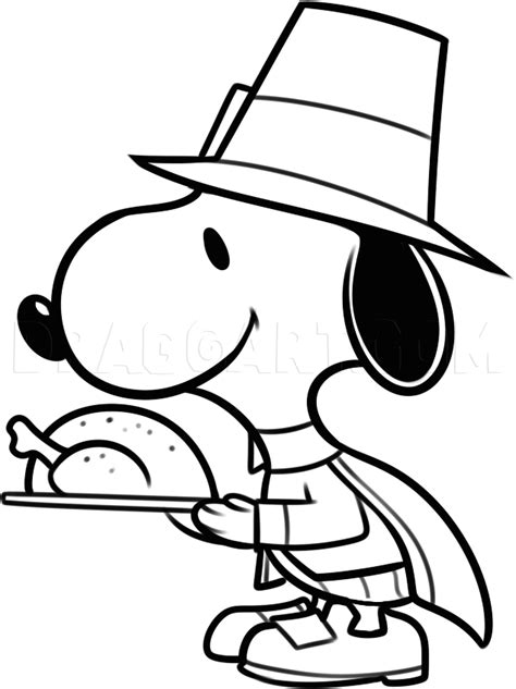 How To Draw Thanksgiving Snoopy Step By Step Drawing Guide By Dawn