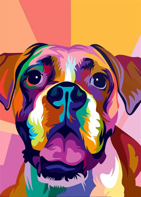 Boxer Dog Animal Wedhas Pop Art Portraits Art Vector Style Poster