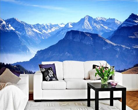 Beibehang Snow Mountain View Tv Background Wall Nature Scenery Living
