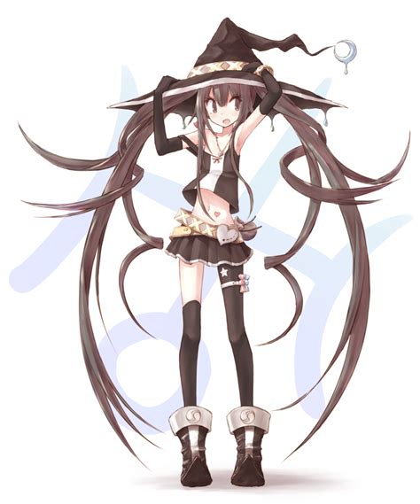 Buran Kure Original 1girl Brown Eyes Brown Hair Hat Long Hair Midriff Navel Solo