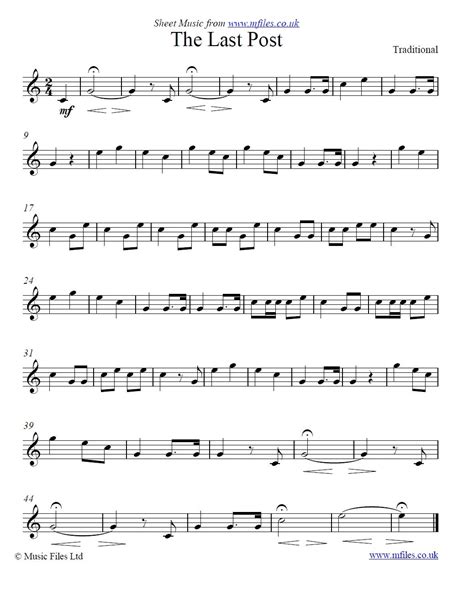 The Last Post Bugle Call Click To Download Sheet Music Sheet